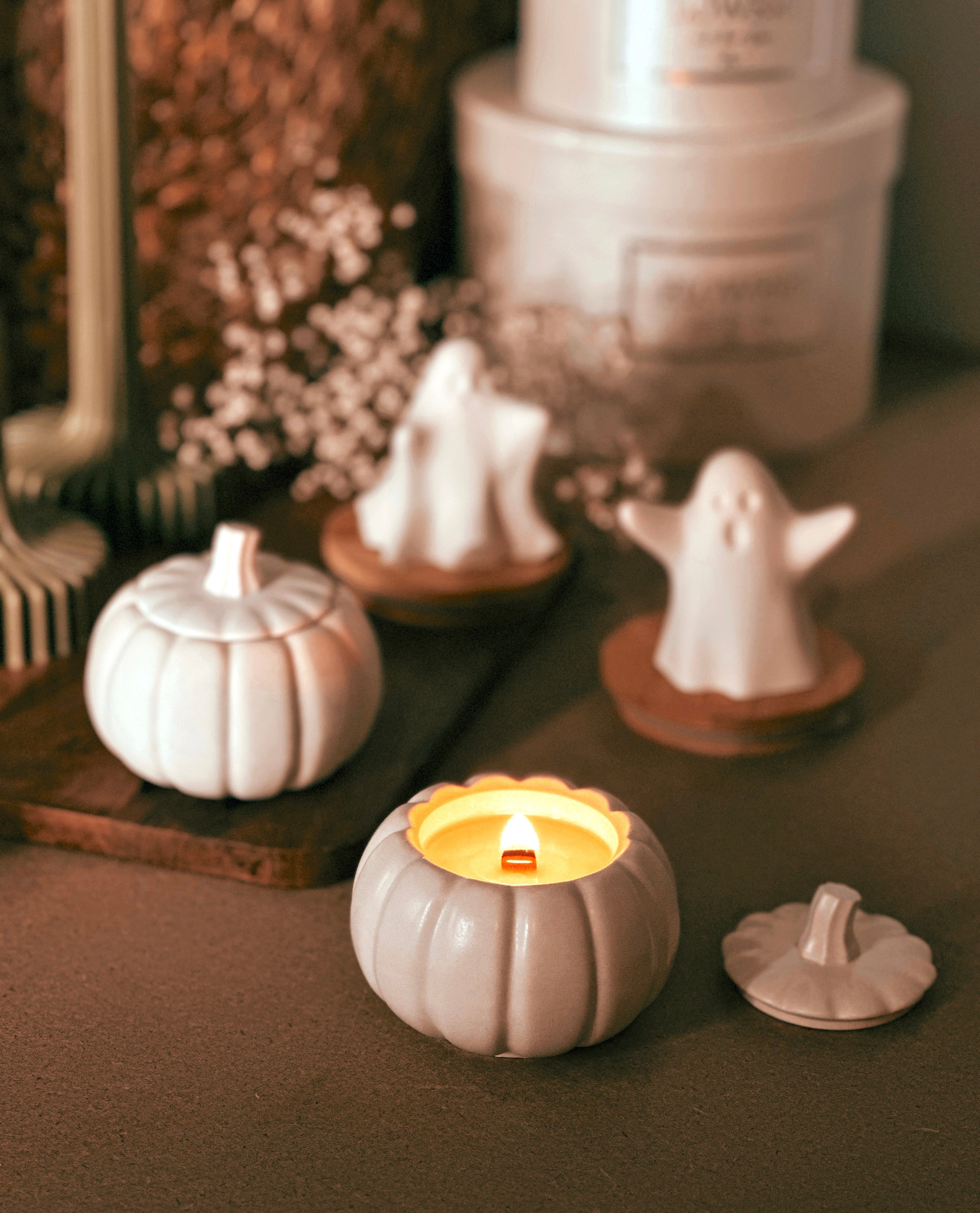 Pumpkin Stone Candle