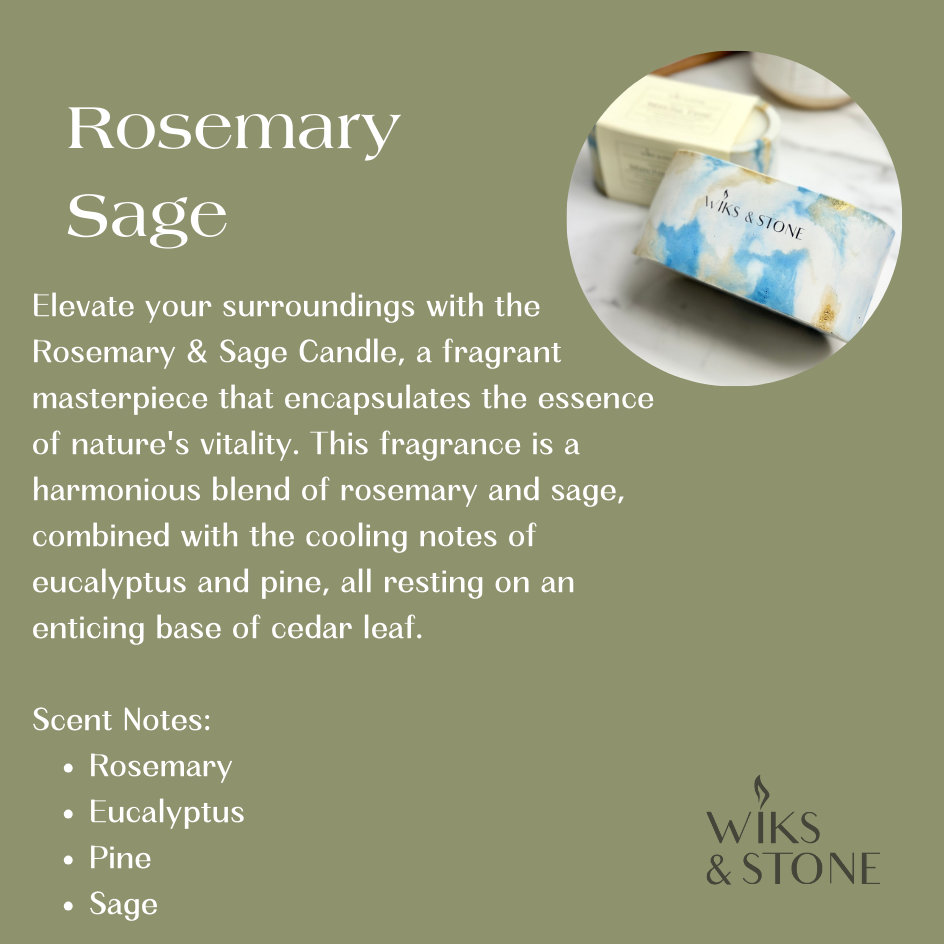 Rosemary Sage Concrete Candle - Royal Blue Candle - Scented Candle